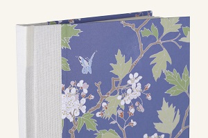 stylisches Notizbuch, florale Illustration, grün, pink, vogel