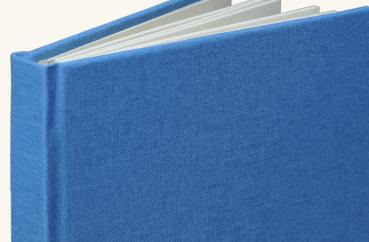 Notizbuch Leinenbezug hellblau, blanko Seiten