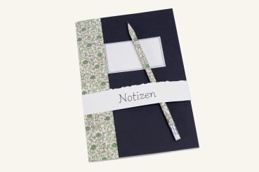 Set of writing notebook (16 sheets) and pencil, decorated with gold paper, high-quality writing paper, gift