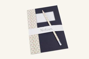 Notebook set with pencil, colored paper, 16 sheets of blank paper, with label