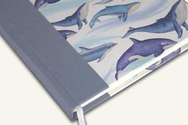 Preview: Blaues Notizbuch "Delphine", blanko 80 Blatt, Leinenrücken