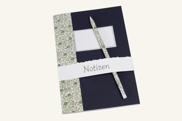 Set of writing notebook (16 sheets) and pencil, decorated with gold paper, high-quality writing paper, gift