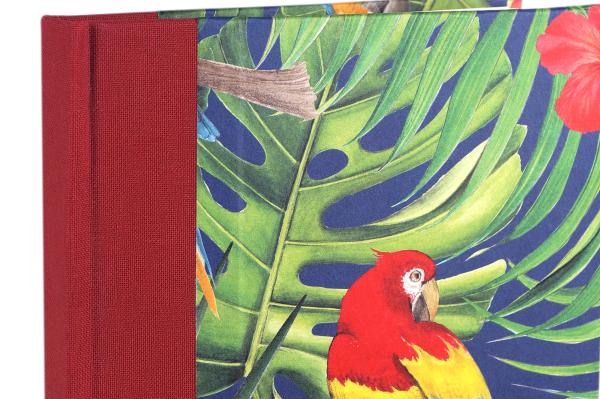 handmade folder with colorful large parakeets