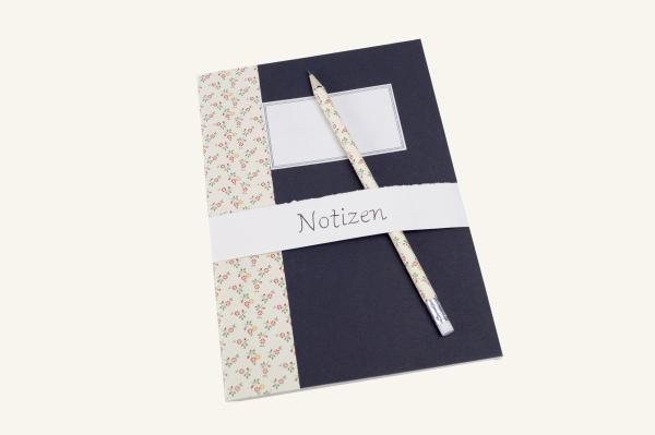 Notebook set with pencil, colored paper, 16 sheets of blank paper, with label