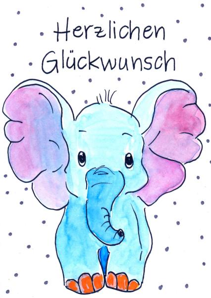 Elefant bunt, Aquarellfarbe